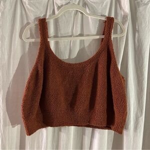 Stars Above Cozy Sherpa Cropped Lounge Tank Top | Brown XXL